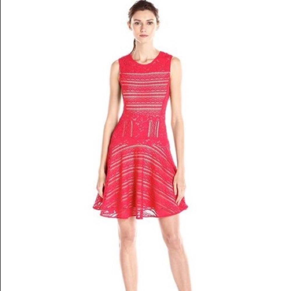 BCBG Maxazria red crotchet dress